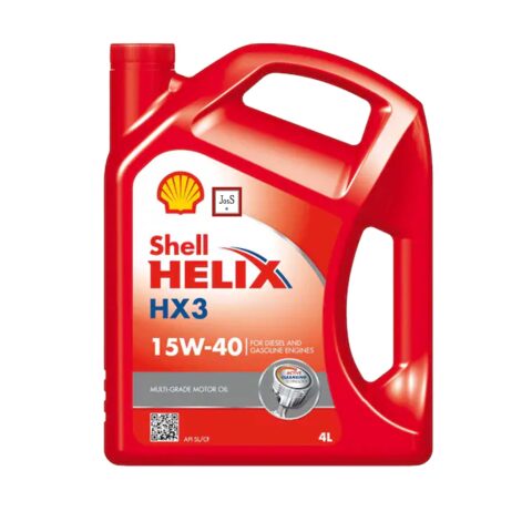 Shell Helix HX3 15W-40 is a reliable mineral engine oil formulated with cleansing technology to prevent sludge and dirt buildup, offering dependable protection for gasoline and indirect injection diesel engines.