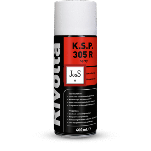 RIVOLTA K.S.P. 305 R Spray is a red-pigmented, fully synthetic corrosion protection spray designed for medium- and long-term preservation of metal tools and injection moulds during storage.